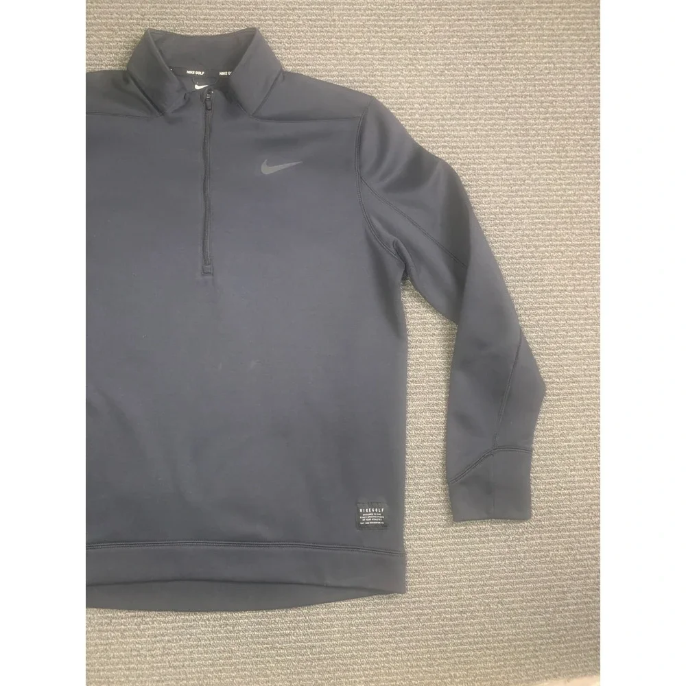 Nike Golf Sweater Mens Medium 1/2 Zip Fleece Pullover Logo Gray Swoosh